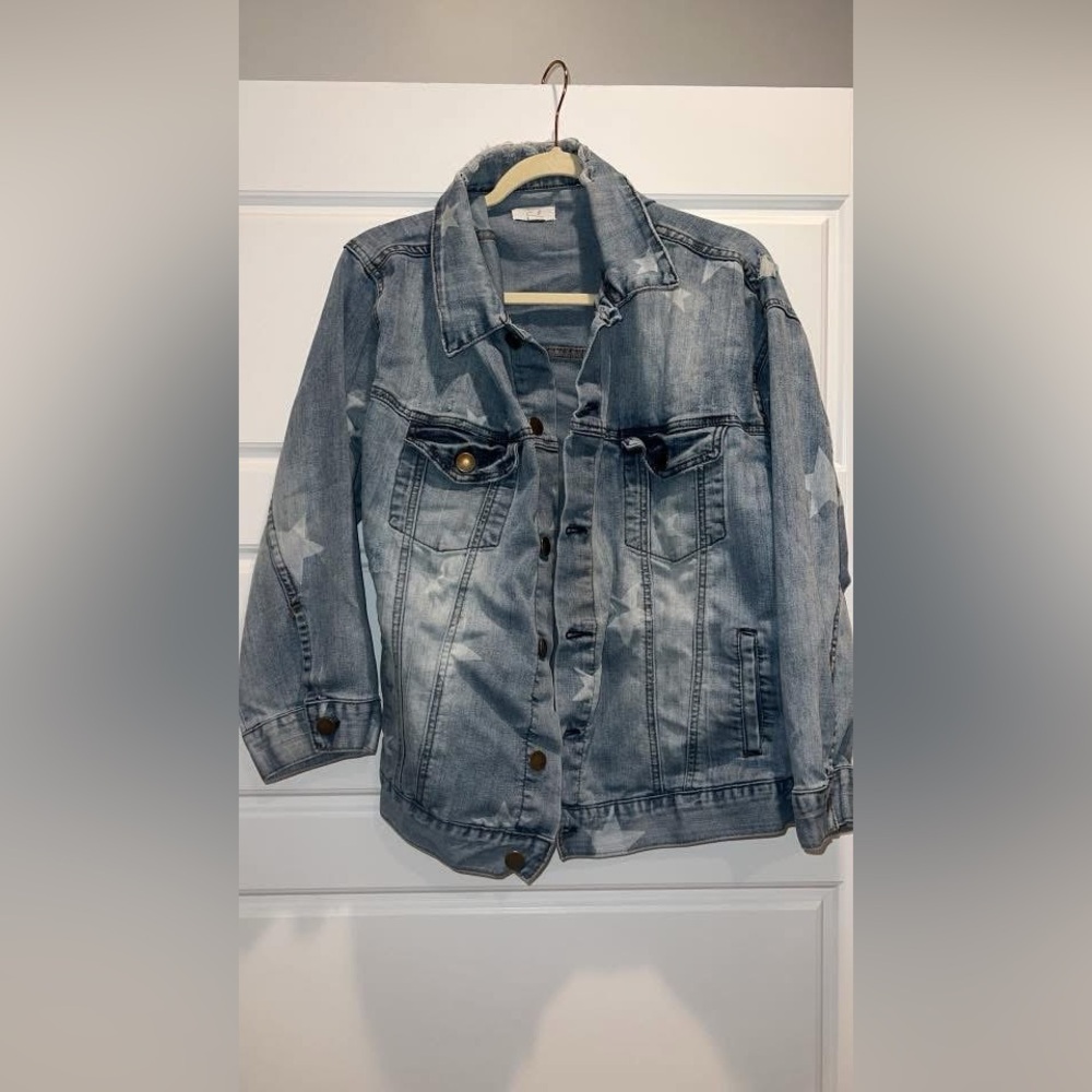 Easel Denim Jacket with Star Print